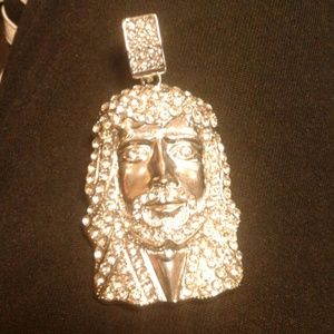 Iced out Jesus head pendant